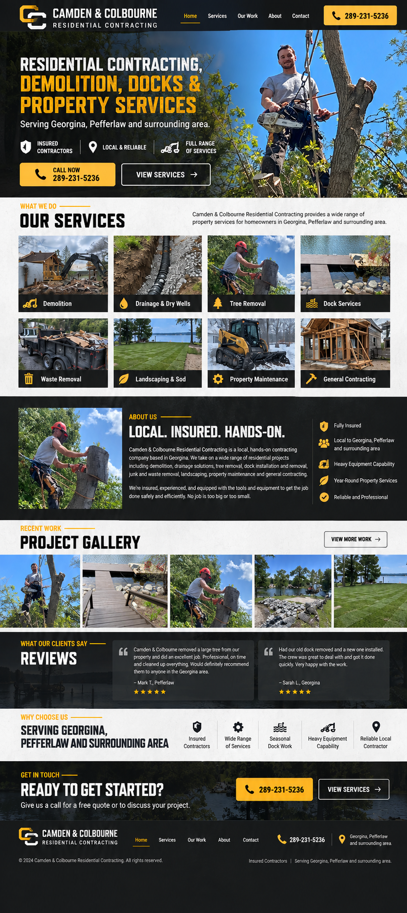 Camden & Colbourne Residential Contracting website mockup